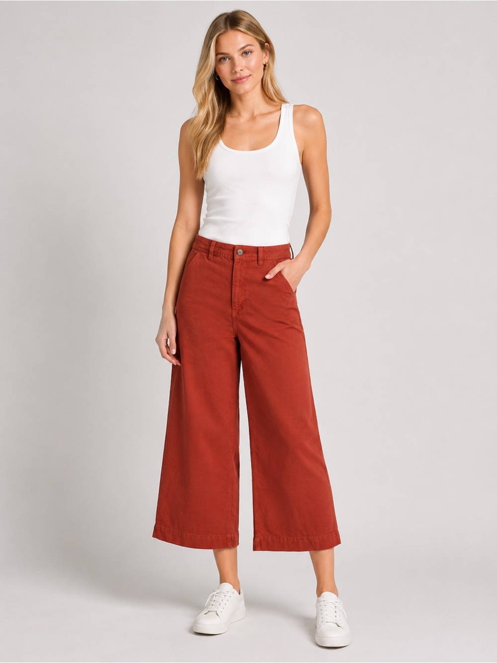 We The Free Patti Rust Wide Leg Crop Pants 28 Cotton High Rise 25894